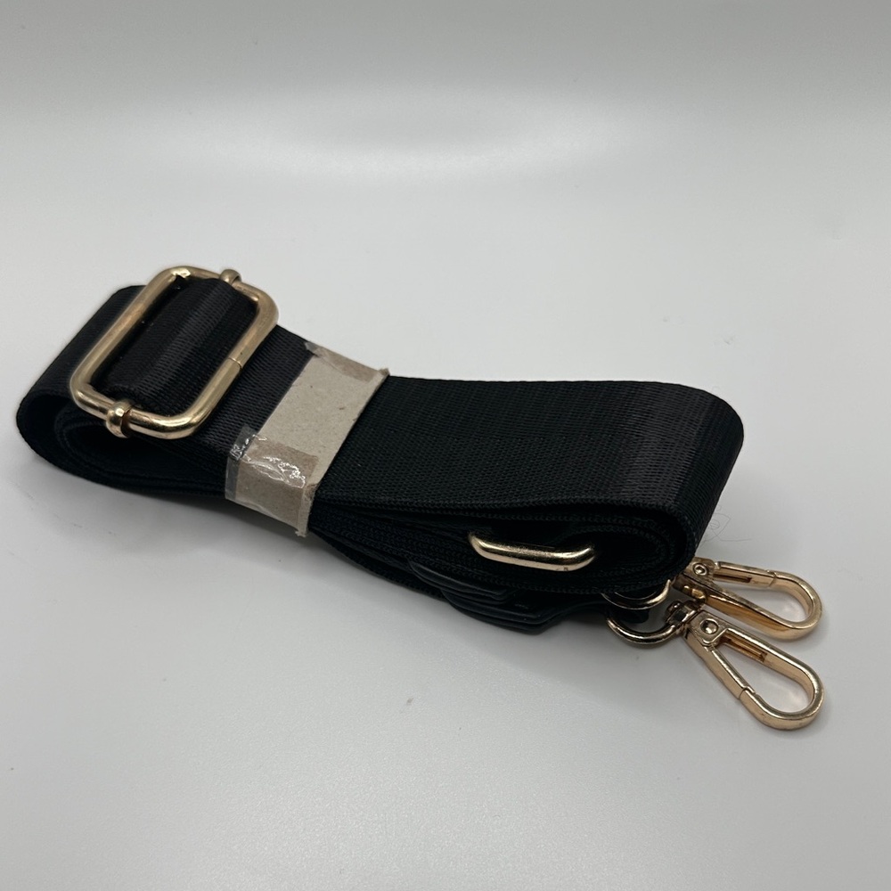 Source Unknown Black Bag Strap with Gold Hardware